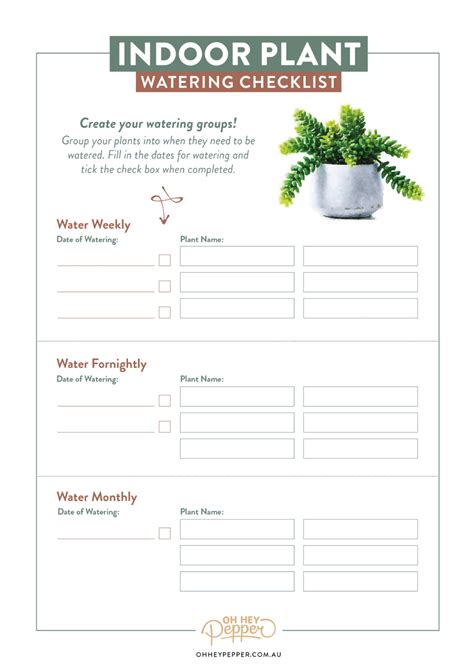Printable Plant Care Template